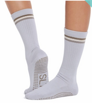 Load image into Gallery viewer, Olive Stripe Crew Sock
