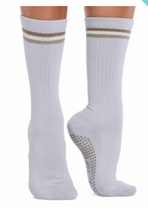 Load image into Gallery viewer, Olive Stripe Crew Sock
